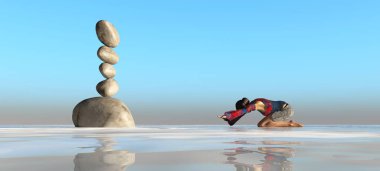 3d illustration of person praying, worshiping a deity