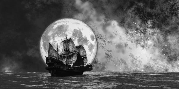 Yelken ve ay — Stok fotoğraf