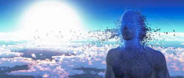 Psikoloji kavram, paramparça bir adam baş