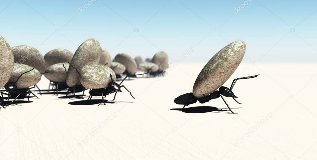 concept work, team of ants