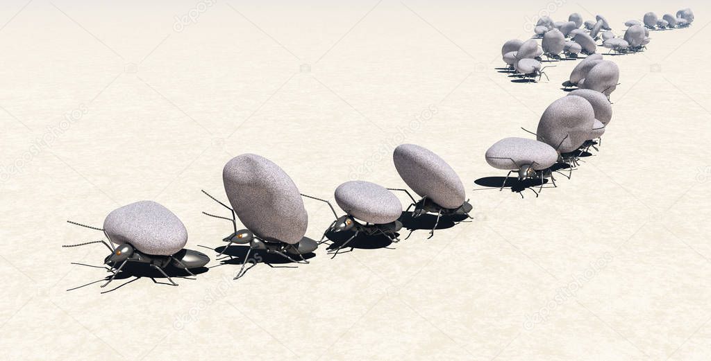 concept work, team of ants