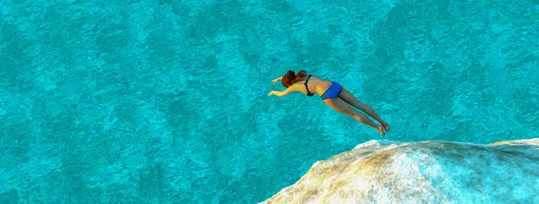Mujer Saltando Agua Ilustración — Foto de Stock