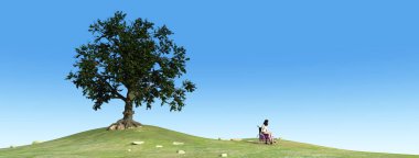 Tekerlekli sandalyedeki kadın