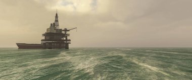 3d illustration of oil tower 