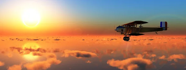 복 엽 비행기의 그림 — 스톡 사진
