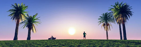 Campo de meta con un carrito de golf — Foto de Stock