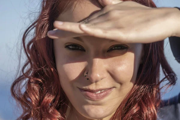 woman scanning the horizon