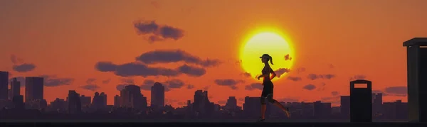 Woman in 3d jogging integrated into a photograph — Stock Photo, Image