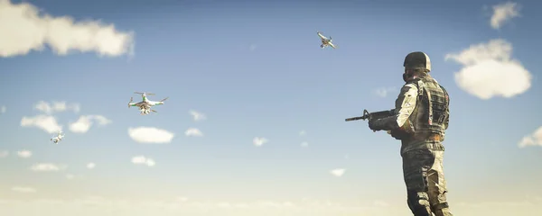 3d illustration of drone used by the military for transportation and espionage