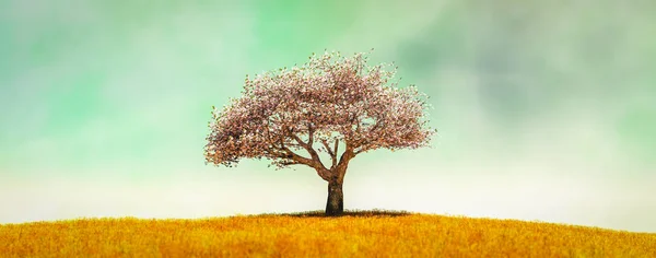 Illustration Lonely Tree Cultivated Field — Stock Photo, Image