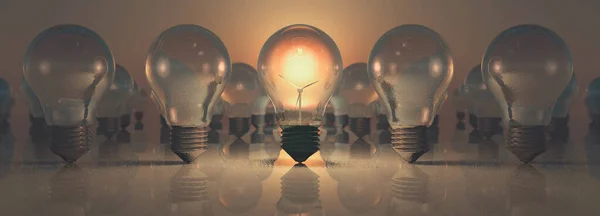 Illustration Des Grünen Und Nachhaltigen Energiekonzepts Mit Einer Glühbirne Und — Stockfoto