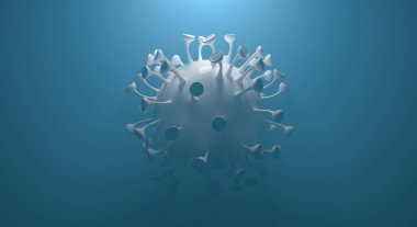 Yüzen koronavirüs virüsünün simülasyonunun 3 boyutlu çizimi