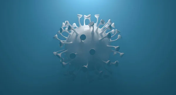 コロナウイルスが浮遊するシミュレーションの3Dイラスト — ストック写真
