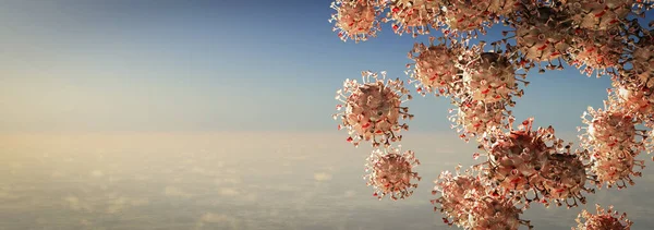 Illustration Simulering Coronavirus Som Flyter — Stockfoto