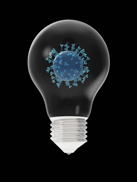 Illustration Eines Covid Virus Innerhalb Einer Glühbirne — Stockfoto