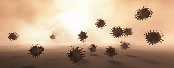 Απεικόνιση Μιας Προσομοίωσης Του Ιού Coronavirus Επιπλέουν — Φωτογραφία Αρχείου
