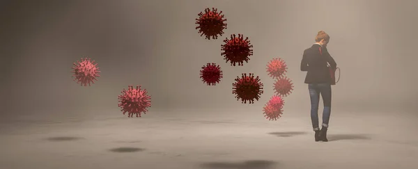 Illustration Simulation Coronavirus Virus Floating — Stock Photo, Image