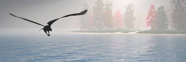 Ilustracja Orła Lecącego Spłukać Wodą — Zdjęcie stockowe