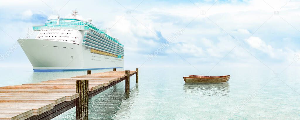 3d illustration of a cruise on the sea