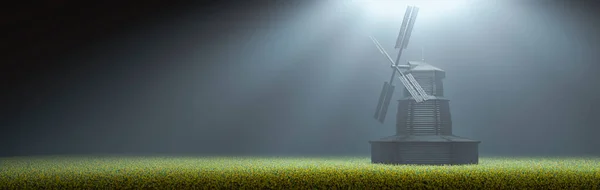 Illustration Dutch Windmill Tulip Field — Stock Photo, Image