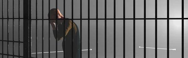 Illustration Man Locked Prison Freedom Concept — Stock Photo, Image