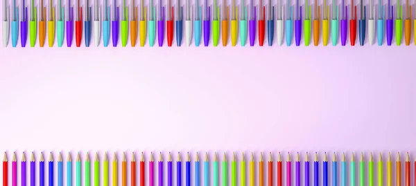 3d illustration of colored pencils on a plain background