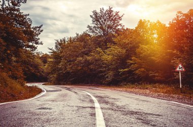 Günbatımı orman yolu