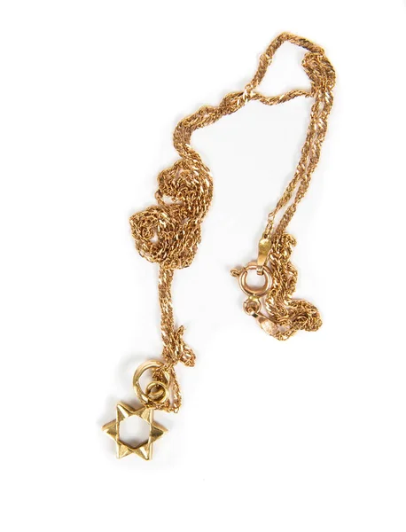Magen David gold necklace closeup — Stock Photo, Image