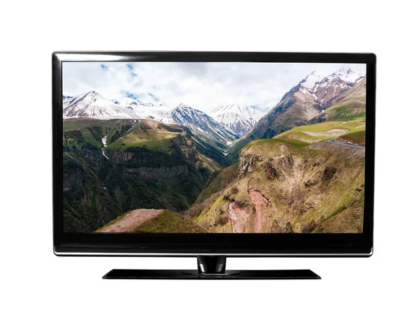 Телевизор с видом на горы — стоковое фото