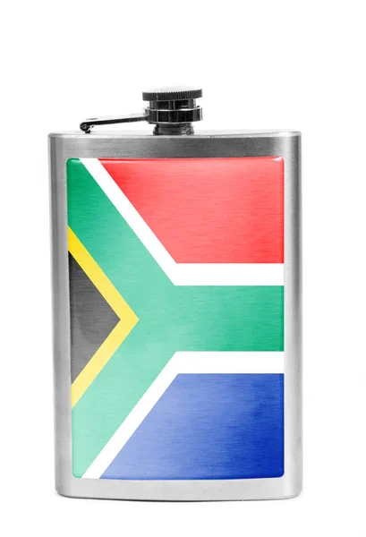 Frasco de alcohol con bandera en blanco — Foto de Stock