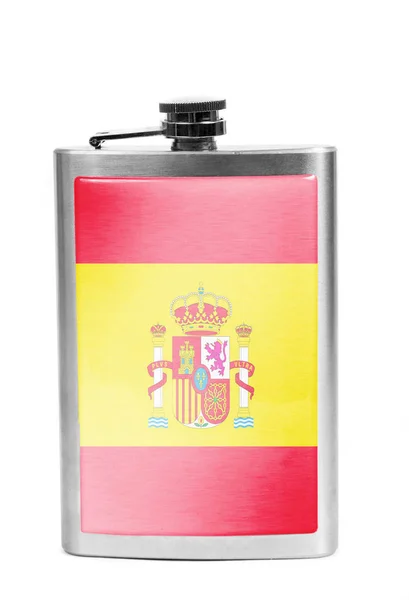 Alcohol flask with flag on the white — Stock Photo, Image