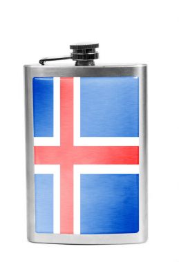 Beyaz bayrağı ile alkol şişesi