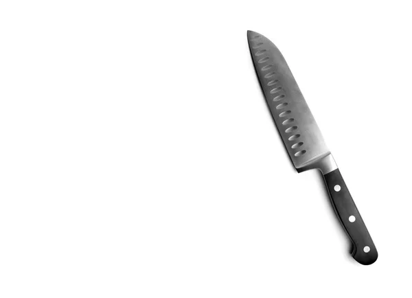 Black kitchen knife on the white — Stock Photo, Image