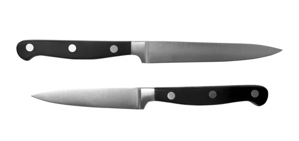 Cuchillos de cocina negros en el blanco —  Fotos de Stock