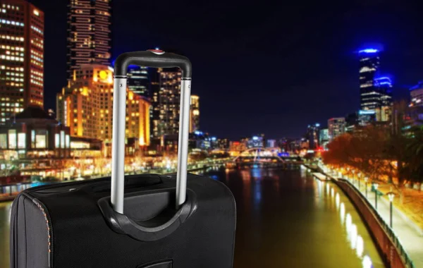 Suitcase with Melbourne city. Travel concept — Stock Photo, Image
