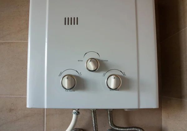 Home gas heater system closeup