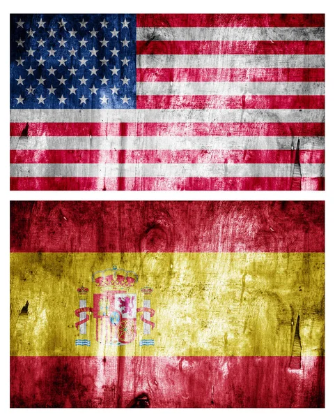 İki bayrak ahşap dokulu. İlişkiler — Stok fotoğraf