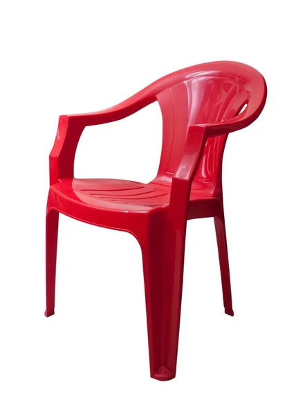 Czerwone krzesło z tworzywa sztucznego na białym tle — Zdjęcie stockowe
