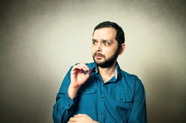 Portrait of the shocked bearded man — Stock Photo, Image