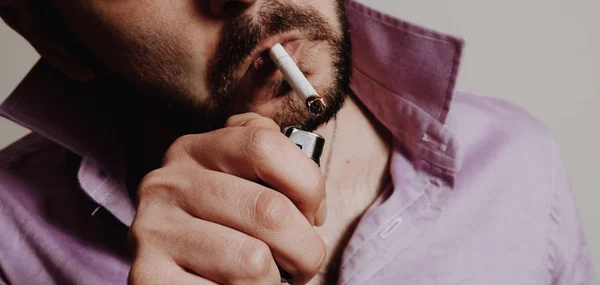 Bearded man with the cigarette — Stock Photo, Image