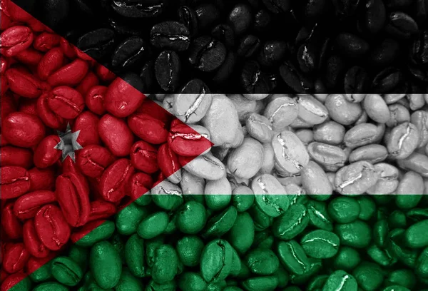 Koffie met de land vlag achtergrond — Stockfoto