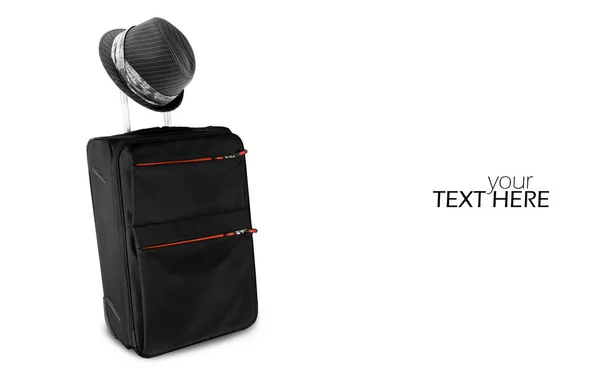 Suitcase with hat and copy space — Stock Photo, Image