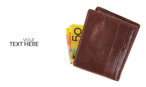 Dinheiro australiano em carteira com o espaço de cópia — Fotografia de Stock