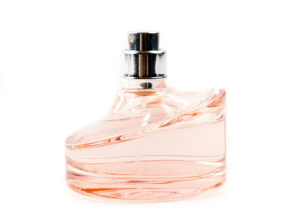 Flaska parfym på den vita bakgrunden — Stockfoto