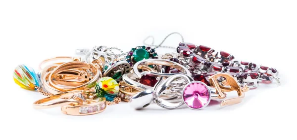 Various jewelry on the white background — Stock Photo, Image