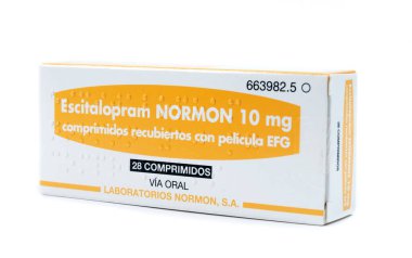 TBILISI, GEORGIA - 18 Nisan 2020: Escitalopram antidepresan hapları