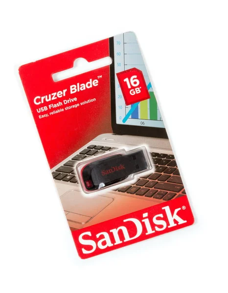 Tbilisi Georgia Kwietnia 2020 Pamięć Flash Sandisk Białym — Zdjęcie stockowe