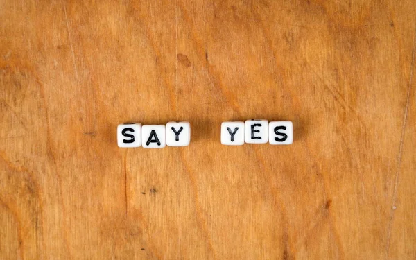 Cube Words Wooden Table — Stock Photo, Image