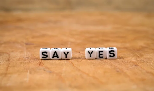 Cube Words Wooden Table — Stock Photo, Image