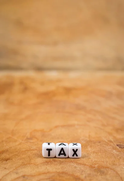 Palavras Cubo Mesa Madeira — Fotografia de Stock